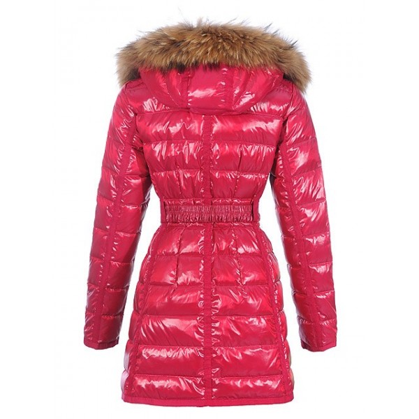 Moncler Fashion rosso Slash Fur Cap e cinturino lungo caldo Cappotti uscita